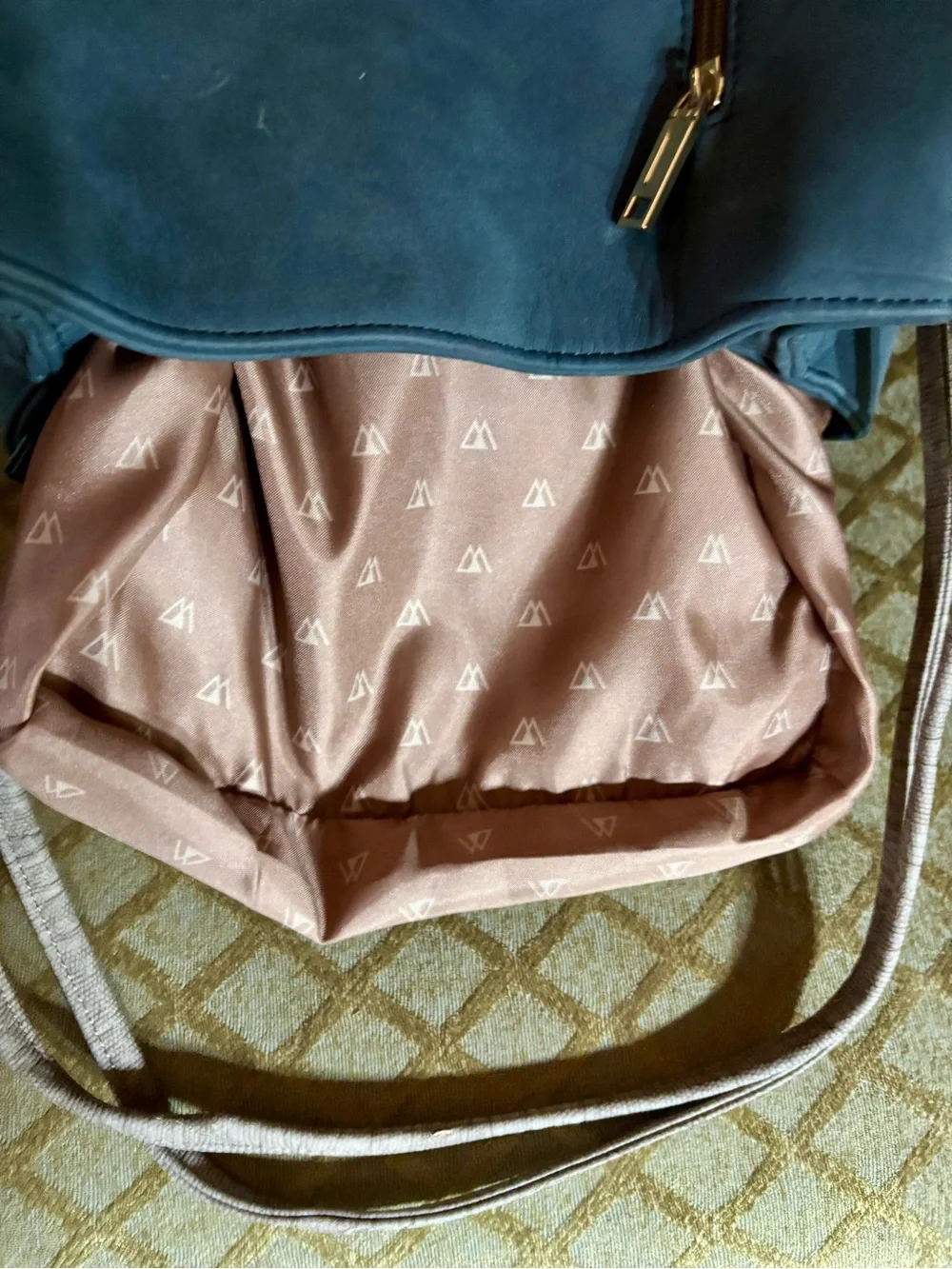 Samoe Convertible Strap Bucket Hobo Small Bag in Slate Blue Premium Faux Leather